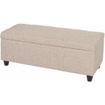 [jamais utilis] banc / banquette / coffre de rangement kriens, 112x45x45cm, tissu, beige