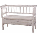 Hhg - jamais utilis] banc banquette de rangement t207 bahut coffre avec coussin, bois blanc shabby chic ...