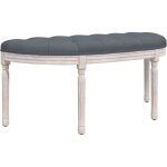 Dcoshop26 - banc bout de lit 110, 5 x 45 x 49 cm en velours gris pieds en bois dec024673