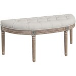 Banc bout de lit en forme demi - lune style louis xvi structure en bois massif sculpt� si�ge en tissu ...