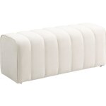 Homcom ? banc bout de lit rembourr� 110 x 40 x 44 cm ? tissu aspect lin cr�me ? charge max. 220 kg ? ...