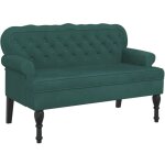 Banc canap� avec dossier capitonn� accoudoirs 119, 5 x 64, 5 x 75 cm en velours vert fonc� dec024661