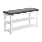 Songmics - banc  chaussures en bambou, tagre  chaussures  2 niveaux, organisateur stable, pour entre, ...