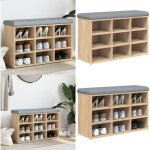 Banc � chaussures ch�ne sonoma 82x32x50 cm bois d'ing�nierie - banc chaussure - banc entr�e - rangement ...