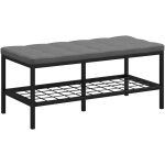 Homcom - banc à chaussures avec coussin effet capitonné - étagère - dim. 90 x 41 x 40 cm - métal noir ... Homcom - banc à chaussures avec coussin effet capitonné - étagère - dim. 90 x 41 x 40 cm - métal noir ...