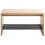 Pegane - banc à chaussures, meuble à chaussures en bois coloris chêne et métal noir - longueur 70 x profondeur ... Pegane - banc à chaussures, meuble à chaussures en bois coloris chêne et métal noir - longueur 70 x profondeur ...