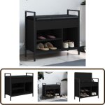 Banc à chaussures noir 65, 5x32x57, 5 cm bois d'ingénierie - banc chaussure - banc entrée - rangement ... Banc à chaussures noir 65, 5x32x57, 5 cm bois d'ingénierie - banc chaussure - banc entrée - rangement ...
