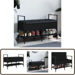 Banc à chaussures noir 85, 5x42x57, 5 cm bois d'ingénierie - banc chaussure - banc entrée - rangement ... Banc à chaussures noir 85, 5x42x57, 5 cm bois d'ingénierie - banc chaussure - banc entrée - rangement ...