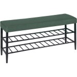 Banc � chaussures relaxdays, assise rembourr�e en simili cuir, 2 �tag�res, pour 8 paires, h x l x p 50x100x30 ...