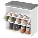 Banc  chaussures rembourr meuble d?entre sur 3 niveaux pour 6 paires de chaussures tiroir rabattable ...