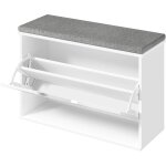 Banc à chaussures rembourré, meuble d?entrée sur 3 niveaux pour 9 paires de chaussures, tiroir rabattable, ... Banc à chaussures rembourré, meuble d?entrée sur 3 niveaux pour 9 paires de chaussures, tiroir rabattable, ...