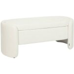 Banc coffre. bout de lit contemporain tissu blanc. l 110 x p 42 x h 45cm - kalo