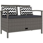 Banc coffre de jardin 2 places - rangement 160l - matelas, 2 coussins - r�sine tress�e effet rotin gris ...