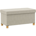 Banc coffre pliable bout de lit, 67l, charge max 120kg, 76x38x38cm, cr�me