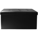 Banc coffre pliable simili cuir noir capitonn�