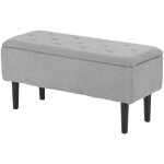 Homcom - banc coffre de rangement surface effet cachemire pieds bois gris