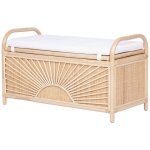 Banc coffre en rotin tress avec coussin - l. 91 x p. 43 x h. 51 cm - naturel - soleya