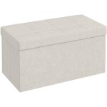Homcom - banc coffre style chesterfield effet capitonné dim. 76l x 38l x 38h cm tissu blanc cassé Homcom - banc coffre style chesterfield effet capitonné dim. 76l x 38l x 38h cm tissu blanc cassé