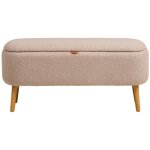 Banc coffre en tissu bouclette et bois l95cm - beige - harlow