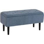 Banc coffre tissu pliable avec couvercle pour chambre et salon, 95x38x45 cm, bleu