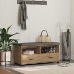 Banc d'entr�e avec coussin ch�ne artisanal 100 x 38 x 46 cm