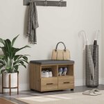 Banc d'entr�e avec coussin ch�ne artisanal 60 x 38 x 46 cm