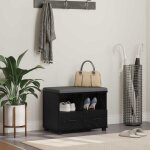 Banc d'entr�e avec coussin ch�ne noir 60 x 38 x 46 cm