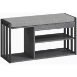 Banc d'entr�e avec �tag�re � chaussures 3 niveaux gris, meuble de rangement pour hall, salon ou chambre ...