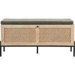 Banc d'entrée avec rangement pour chaussures en bois et cannage 100 cm - iris Banc d'entrée avec rangement pour chaussures en bois et cannage 100 cm - iris