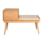 Banc d'entre avec rangement en tissu et bois l105cm - bois clair - aro