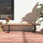 Maisonchic - banc d'ext�rieur en hdpe pour 3 � 4 personnes cadre en m�tal banc de patio sans dossier ...