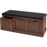 Hhg - jamais utilis] banc 904, banc rembourr banc de vestiaire 47x110x40cm, marron, rembourrage noir ...