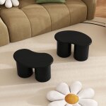 Roomfitters - banc irrégulier avec 2 petits tabourets, table basse design 16x42x24, 5 cm, noir Roomfitters - banc irrégulier avec 2 petits tabourets, table basse design 16x42x24, 5 cm, noir