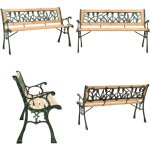 Vidaxl - banc de jardin 122 cm fonte et bois de sapin massif - banc de jardin - banc exterieur - mobilier ...