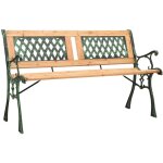 The living store - banc de jardin 122 cm fonte et bois de sapin massif - banc de jardin - mobilier de ...