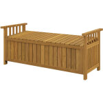 Banc de jardin 2 places en bois avec coffre de rangement de 186 l, banc d'ext�rieur avec accoudoirs, ...