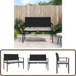 Vidaxl - banc de jardin à 2 places avec coussin noir résine tressée - banc de jardin - mobilier de jardin ... Vidaxl - banc de jardin à 2 places avec coussin noir résine tressée - banc de jardin - mobilier de jardin ...