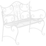 Banc de jardin avec accoudoirs design rustique largeur 113 cm en m�tal blanc 100002947