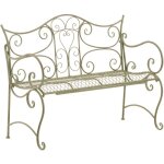 D�coshop26 - banc de jardin avec accoudoirs design rustique largeur 113 cm en m�tal vert vieilli 100002945 ...