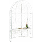 Dcoshop26 - banc de jardin avec arche  rosiers en mtal blanc style vintage mdj10182