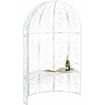 Dcoshop26 - banc de jardin avec arche  rosiers en mtal blanc vieilli style vintage mdj10183