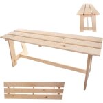 Banc de jardin en bois 2 places sans accoudoirs et dossier - banc de parc, banc extrieur pour balcon, ...