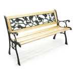Le poisson qui jardine - banc de jardin en bois et fonte de fer avec dossier à motif rose double grille ... Le poisson qui jardine - banc de jardin en bois et fonte de fer avec dossier à motif rose double grille ...