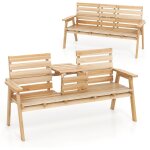 Banc de jardin en bois massif, banc d'ext�rieur � 2 places, charge 320 kg, 160x64x86 cm , naturel