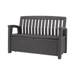 Banc de jardin avec coffre de rangement en resine rsistant aux intempries, verrouillable, graphite ...