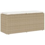 Banc de jardin avec coussin beige 110x40x44 cm rsine tresse vidaxl