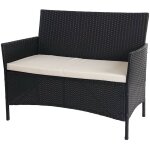 Hhg - jamais utilis] banc de jardin halden en polyrotin, banquette, anthracite, coussin crme