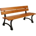 Hhg - banc de jardin 436, banc de parc banc en bois 3 places, fonte bois pin, 170cm, teck