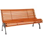 Hhg - banc de jardin 439, banc 3 places en bois et fonte, 160 cm, teck