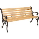 Hhg - banc de jardin 444, banc 3 places en bois et fonte, 164 cm, naturel Hhg - banc de jardin 444, banc 3 places en bois et fonte, 164 cm, naturel